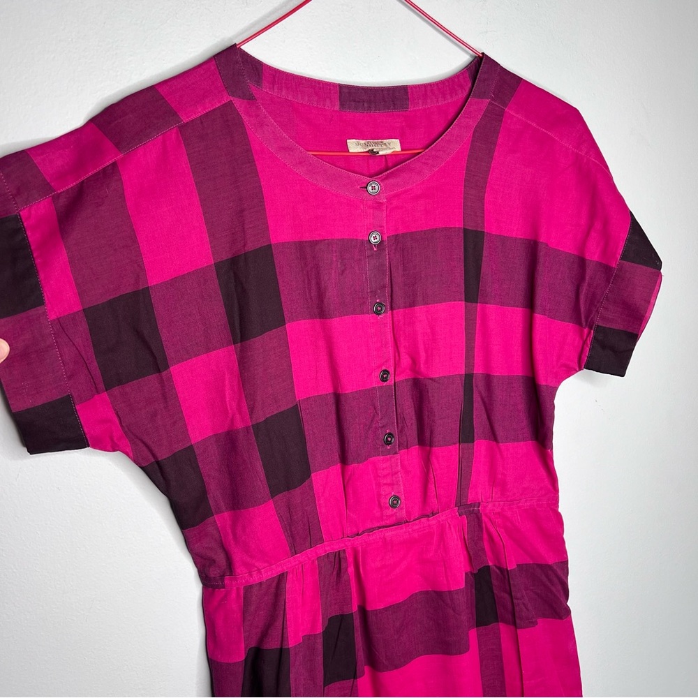 Burberry Fuschia Black Check Pattern Dress A12 - Picture 2 of 7
